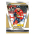 Upper Deck 2025-26 MVP hockey base set card of Aleksander Barkov, Florida Panthers captain, in red jersey with gold-bordered frame and printed signature across the card.