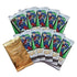 Upper Deck 2025-26 MVP hockey retail pack display showing ten silver packs with Avalanche player on green background plus one gold “Bonus Pack” wrapper, arranged in fan layout.