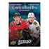 Upper Deck 2025-26 MVP “Coming to Your Rink” card featuring Connor Bedard and Tyler Bertuzzi of the Blackhawks, shown in red and white jerseys against dark teal stage backdrop.