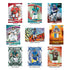 Absolute Football trading card inserts and parallels display glossy multicolor card stock with layered graphic designs, player action photography, bold typography, and themed backgrounds showcasing rookie cards, Kaboom inserts, Draft Diamonds, and special NFL parallels.
