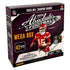 Panini Absolute Football 2025 Mega Box features deep purple, black, and white graphics with smooth printed texture, highlighting Patrick Mahomes II and callouts for 42 cards plus one autograph or memorabilia card on average.