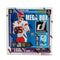 Donruss Football Mega Box featuring blue, white, and purple glossy cardboard packaging with vertical stripe accents, bold Mega Box branding, and a quarterback action image, designed for 2025 NFL trading card collectors.