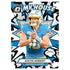 Panini Optic football card Justin Herbert blue and white printed cardstock with starburst graphic background, Los Angeles Chargers quarterback featured in action pose on stylized design backdrop