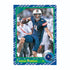 Blue-bordered 2025 Panini Score Showcase Rookie trading card of Tetairoa McMillan, wearing navy uniform with white helmet, leaping forward with the ball in an action shot.