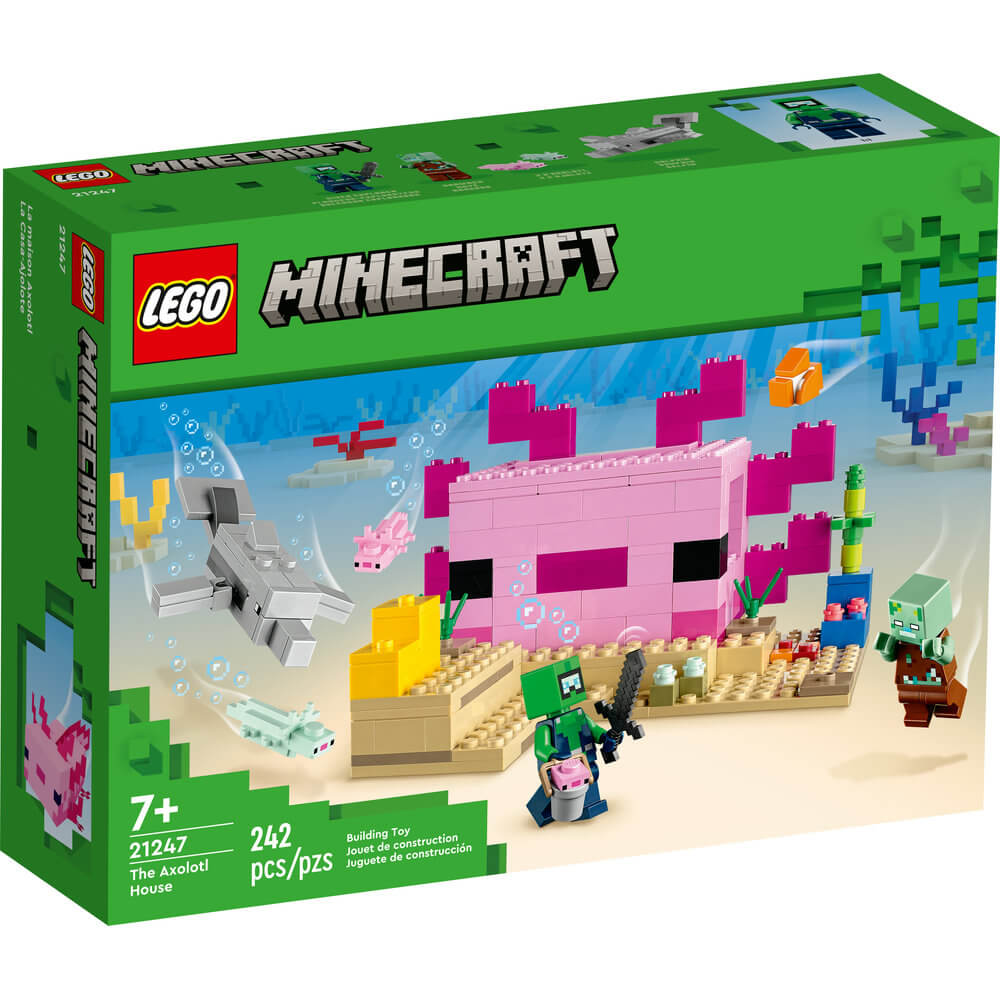 LEGO® Minecraft® The Axolotl House 21247 Building Toy Set (242 Pieces) front of the box