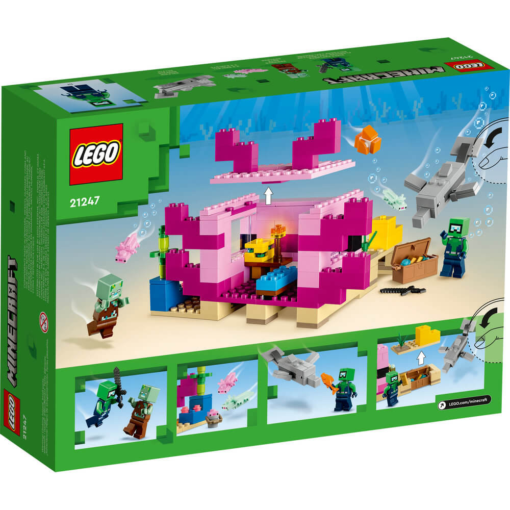 LEGO® Minecraft® The Axolotl House 21247 Building Toy Set (242 Pieces) back of the box