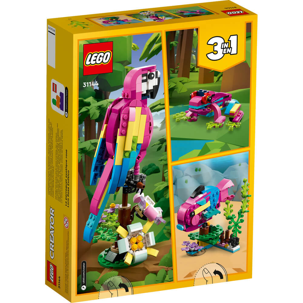 LEGO® Creator Exotic Pink Parrot 31144 Building Toy Set (253 Pieces) back of the box