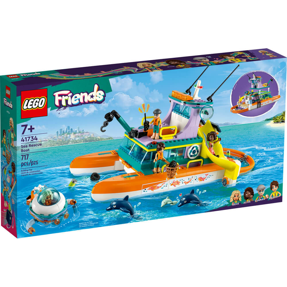 LEGO® Friends Sea Rescue Boat 41734 Building Toy Set (717 Pieces) front of the package