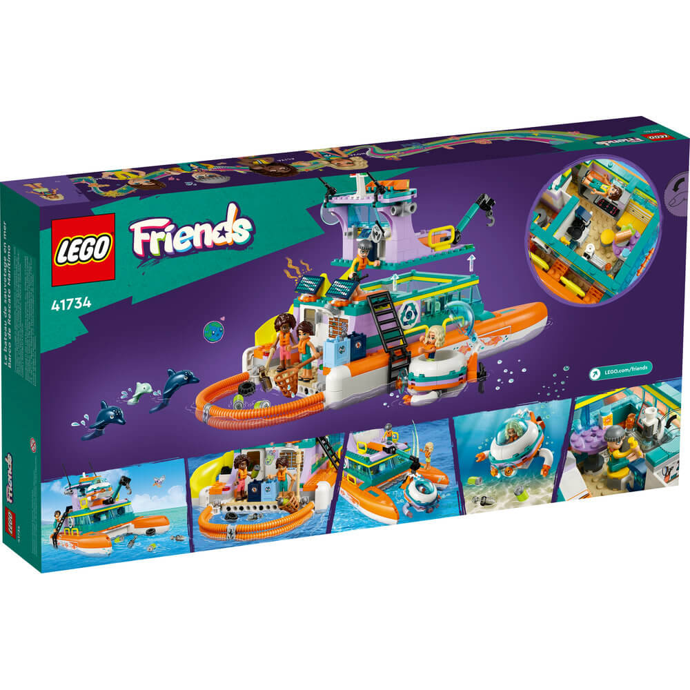 LEGO® Friends Sea Rescue Boat 41734 Building Toy Set (717 Pieces) back of the package