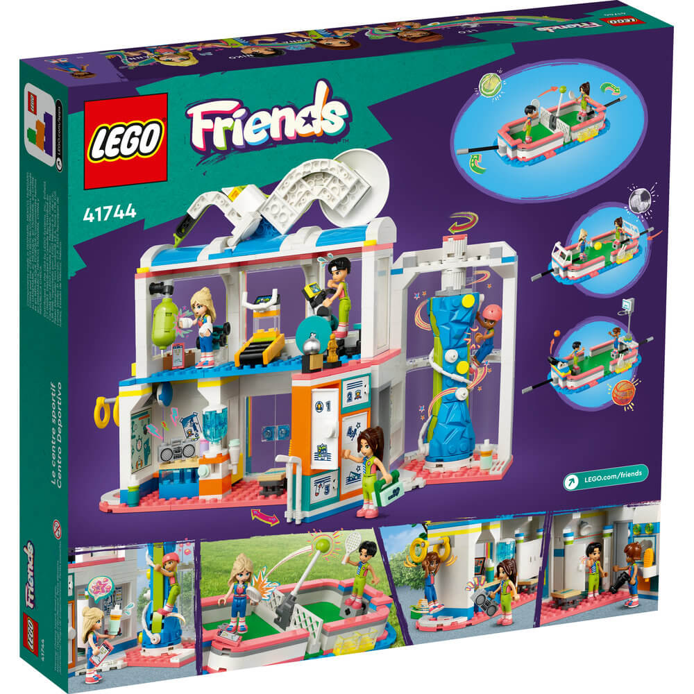 LEGO® Friends Sports Center 41744 Building Toy Set (832 Pieces) back of the package