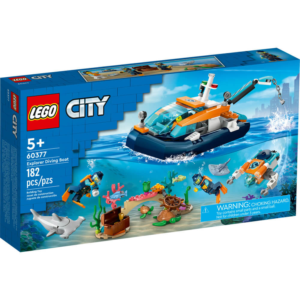 LEGO® City Explorer Diving Boat 60377 Building Toy Set (182 Pieces) front of the box