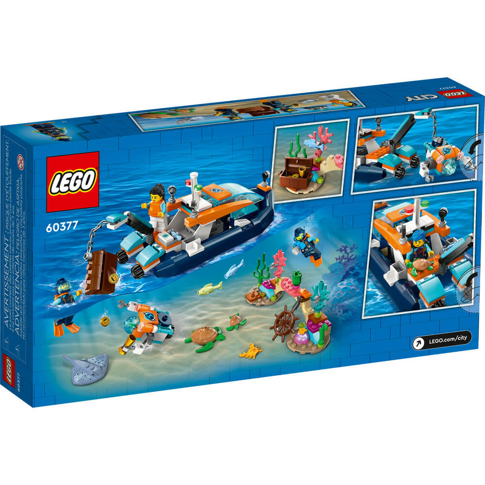 LEGO® City Explorer Diving Boat 60377 Building Toy Set (182 Pieces) back of the box