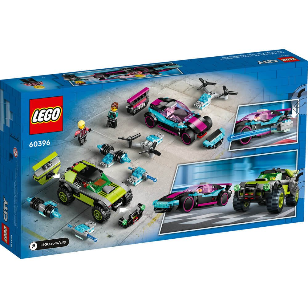 LEGO® City Modified Race Cars 60396 Building Toy Set (359 Pieces) back of the box
