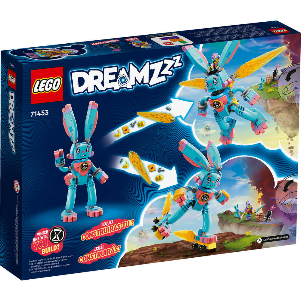 back of the box of the LEGO® DREAMZzz™ Izzie and Bunchu the Bunny 71453 Building Toy Set (259 Pieces)