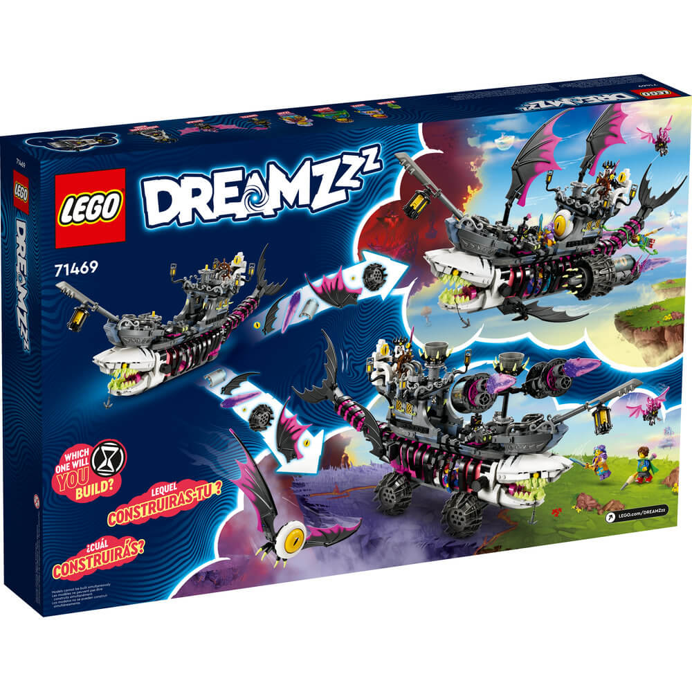LEGO® DREAMZzz™ Nightmare Shark Ship 71469 Building Toy Set (1,389 Pieces) back of the box