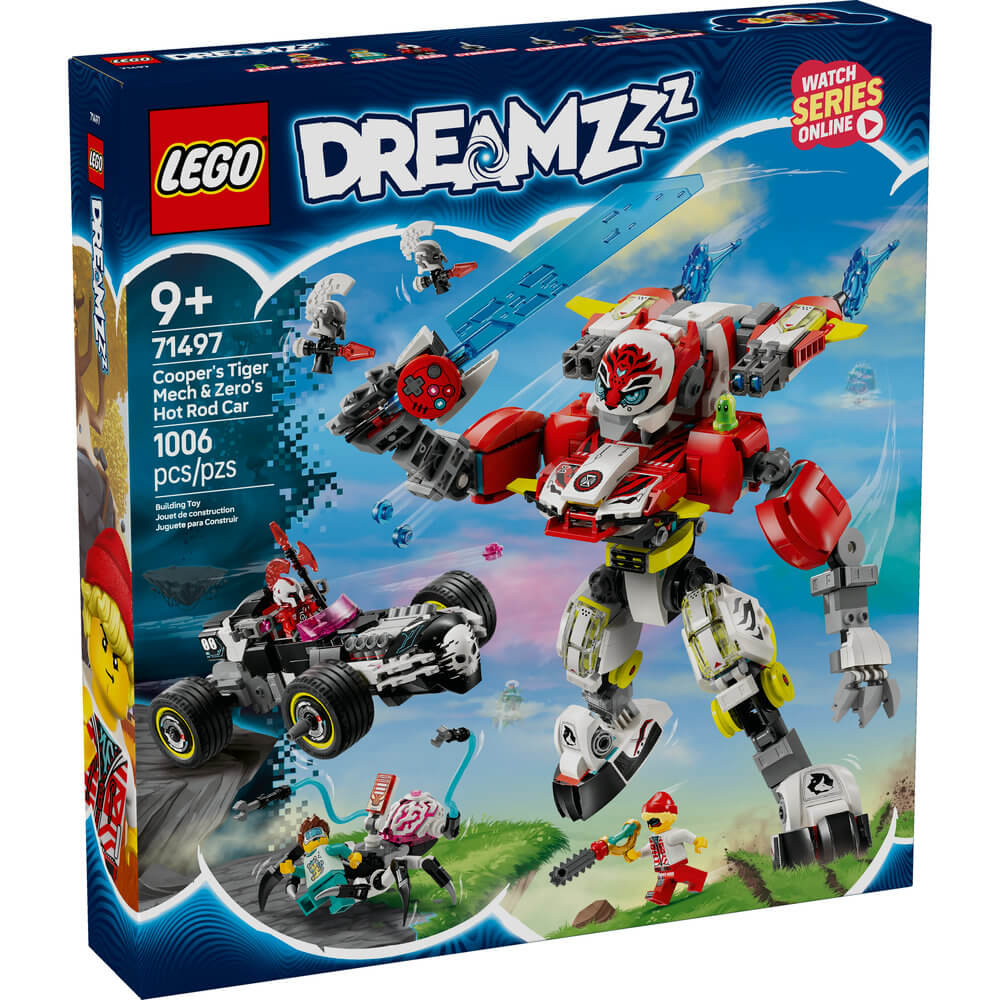 LEGO® DREAMZzz Cooper's Tiger Mech & Zero's Hot Rod Car Building Kit 71497