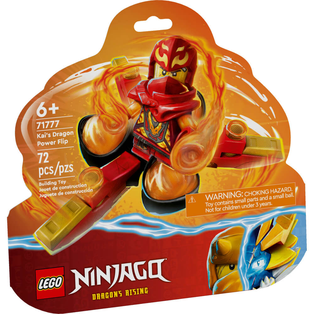 LEGO® NINJAGO® Kai’s Dragon Power Spinjitzu Flip 71777 Building Toy Set (72 Pieces) front of the package