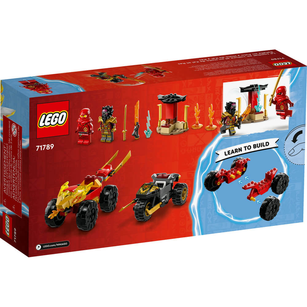 LEGO® NINJAGO® Kai and Ras’s Car and Bike Battle 71789 Building Toy Set (103 Pieces) back of the box