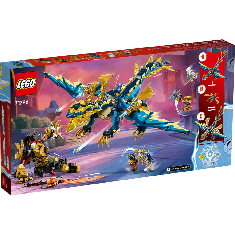LEGO® NINJAGO® Elemental Dragon vs. The Empress Mech 71796 Building Toy Set (1,038 Pieces) back of the box