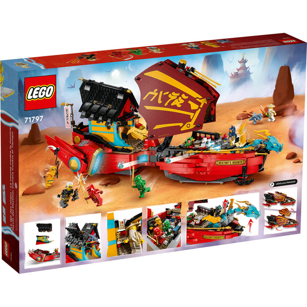 LEGO® NINJAGO® Destiny’s Bounty – Race Against Time 71797 Building Toy Set (1,739 Pcs) back of the box