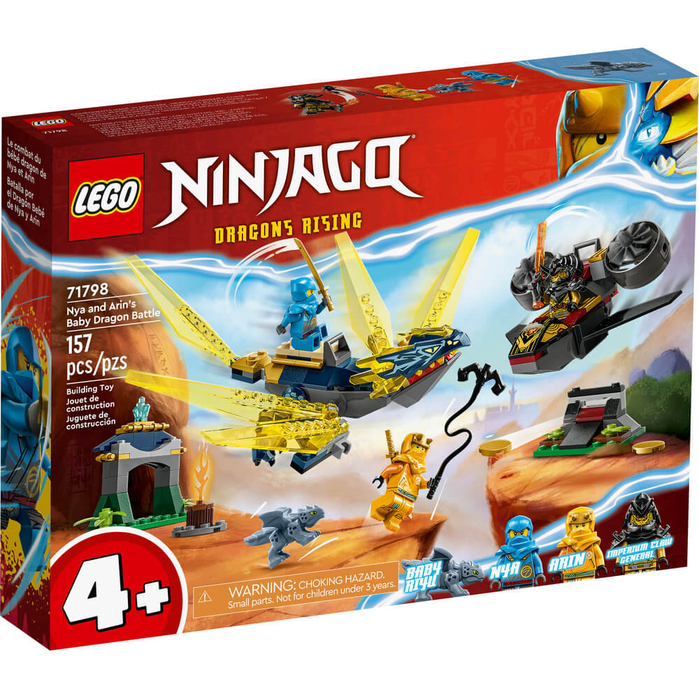 LEGO® NINJAGO® Nya and Arin’s Baby Dragon Battle 71798 Building Toy Set (157 Pieces) front of the box