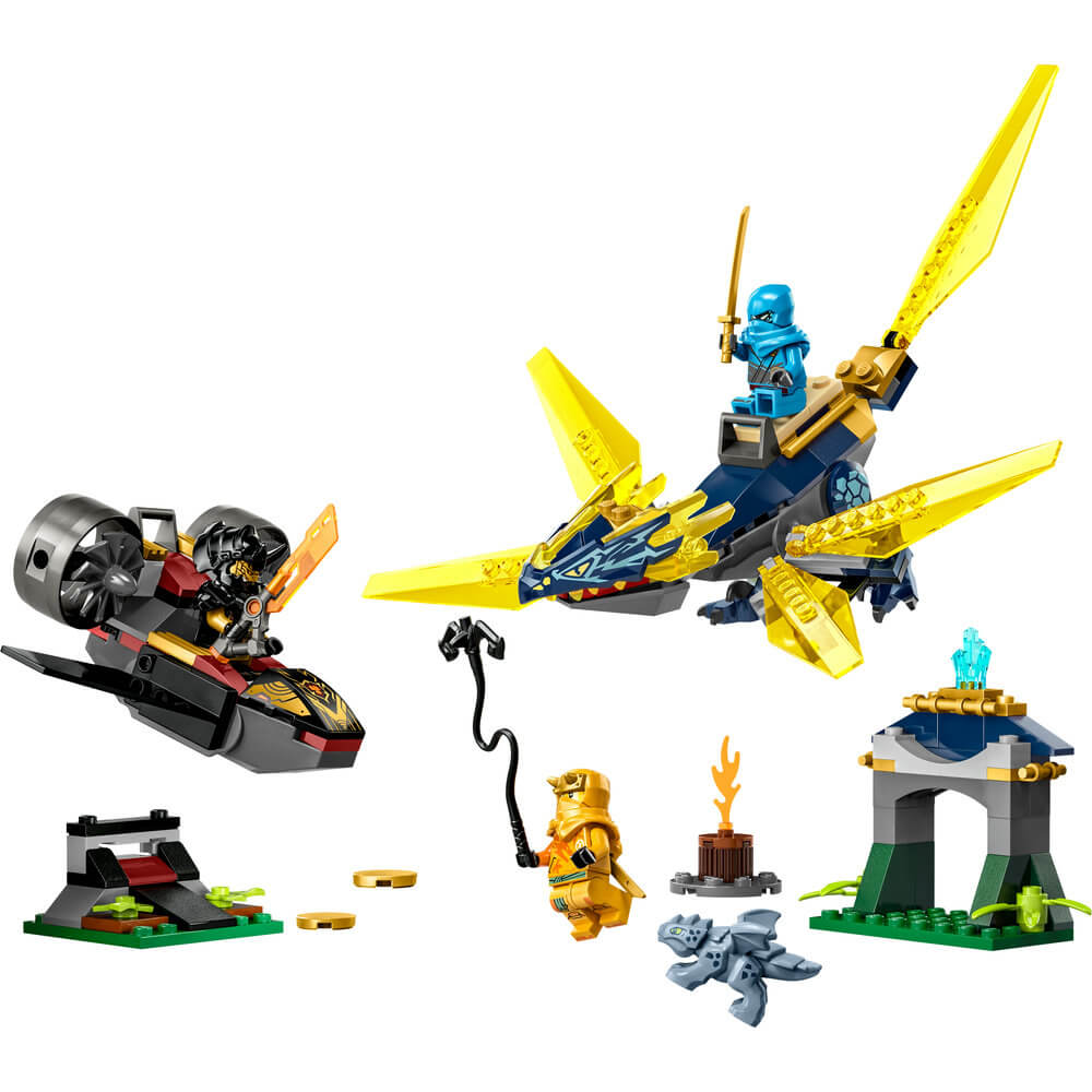 LEGO® NINJAGO® Nya and Arin’s Baby Dragon Battle 71798 Building Toy Set (157 Pieces)