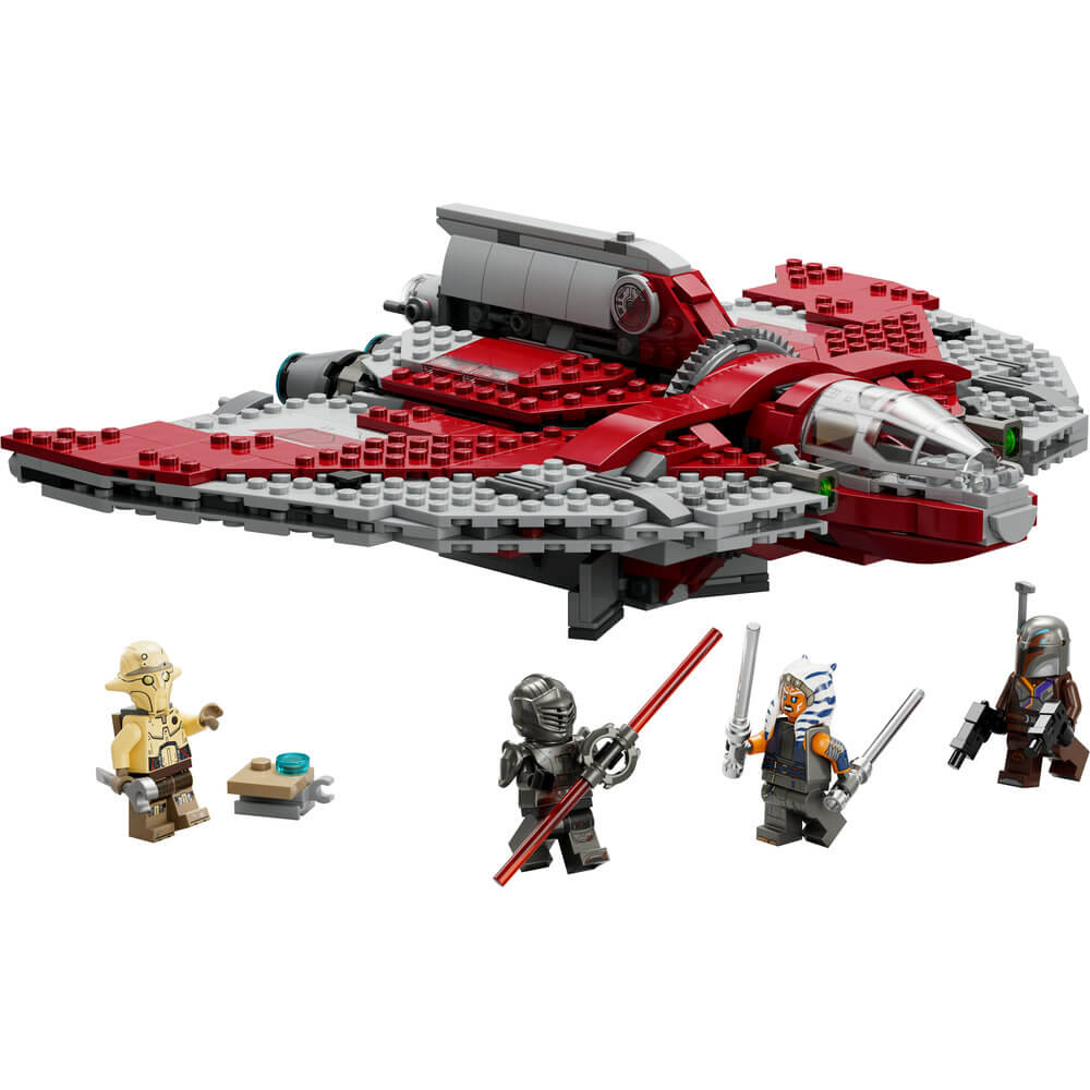 LEGO® Star Wars Ahsoka Tano's T-6 Jedi Shuttle 601 Piece Building Set (75362) all put together with the four figures shown
