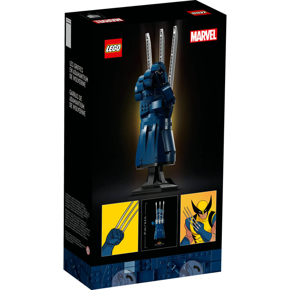 Back of the package of the LEGO® Marvel Wolverine's Adamantium Claws 76250 Building Kit (596 Pieces)