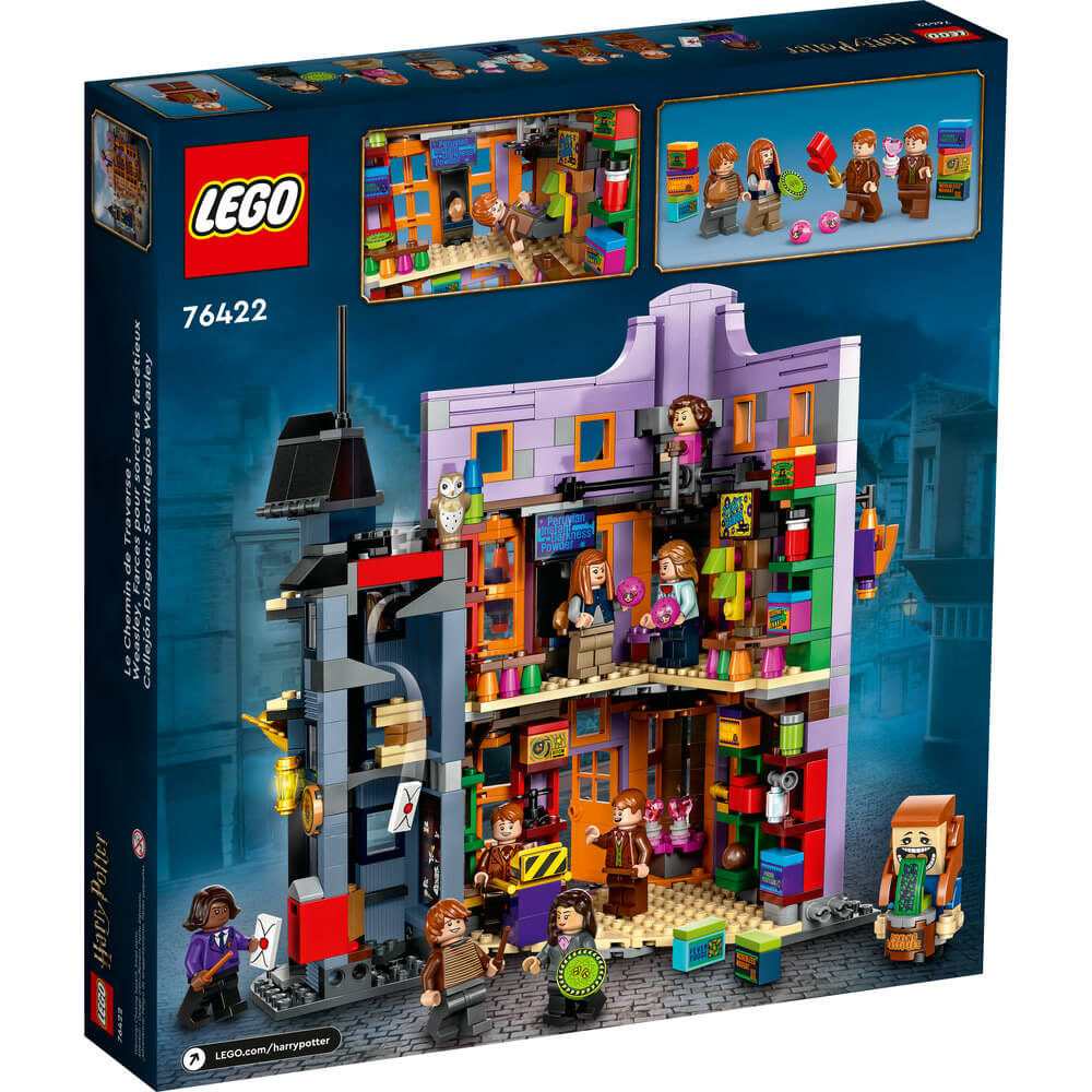 LEGO® Harry Potter™ Diagon Alley™: Weasleys’ Wizard Wheezes™ 76422 (834 Pieces) back of the box