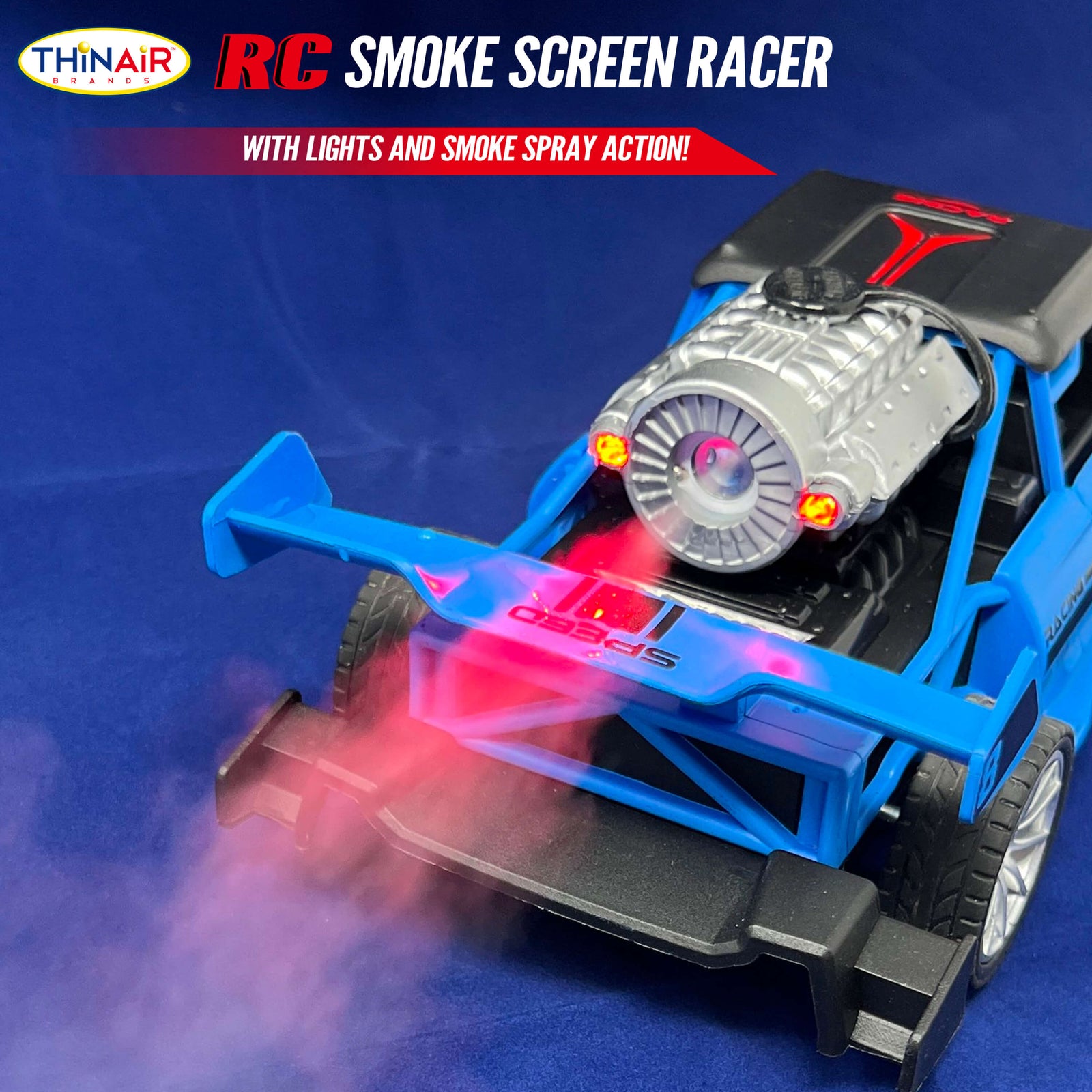Thin Air Brands Blue RC Smoke Screen Racer