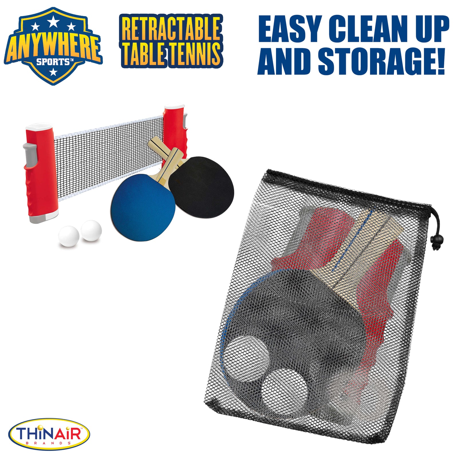 Thin Air Brands Retractable Table Tennis Set