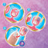 Step-by-step Aquabeads Nail Studio instructions showing how to decorate and apply colorful nail pieces using stickers, embellishments, and water-activated adhesive in three simple steps.