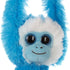 Aurora hanging monkey plush close up showing bright blue fuzzy polyester fur, white facial trim, large glossy eyes, rounded smiling face, and soft stitched details designed for cuddling and decorative play.