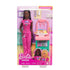 Front packaging of Barbie Baby Doctor doll includes brunette Barbie in pink scrubs with stethoscope, baby doll, medical station, and accessories in a colorful display box.