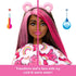 Barbie Cutie Reveal doll shown in a split-face image with temperature icons, demonstrating face transformation feature using warm and icy cold water for surprise reveal.