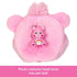 Plush pink bear costume head with ears transforms into a pet bed, includes a small collectible Care Bear toy with rainbow belly sitting at the center.