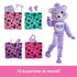 Barbie Cutie Reveal set featuring 10 surprise accessories, including clothing, shoes, headband, comb, and a plush purple bear costume.