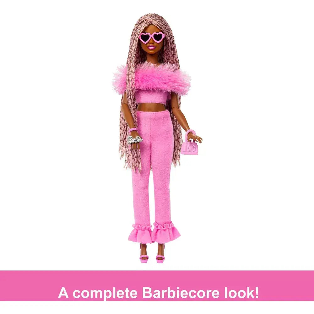Barbie Deluxe Doll with Pink Jumpsuit and Brown Braided Hair