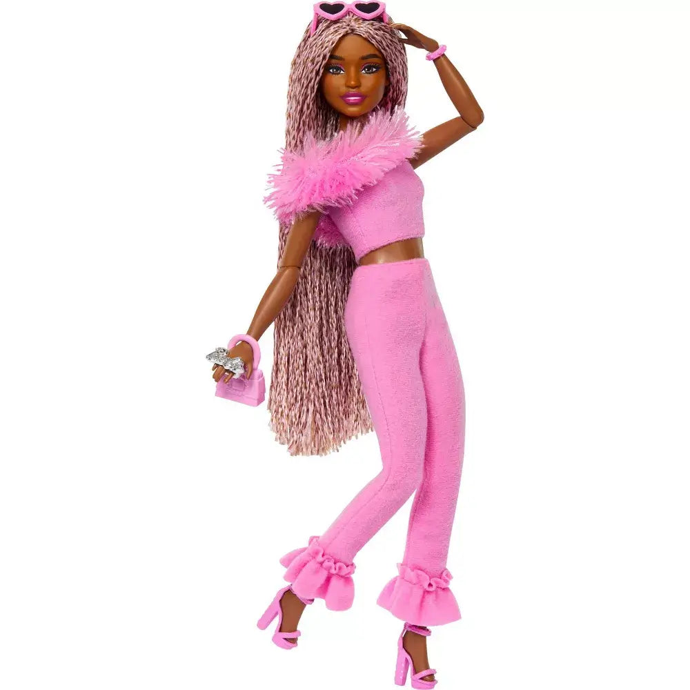 Barbie Deluxe Doll with Pink Jumpsuit and Brown Braided Hair