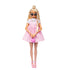 Front view of Barbie Deluxe Style doll in pastel pink dress with fishnet tights, pink heels, black sunglasses, and pink heart-shaped purse.