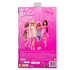 Back of Barbie Deluxe Style doll packaging featuring four Barbie dolls in various stylish pink outfits with illustrated Barbie artwork in the background.