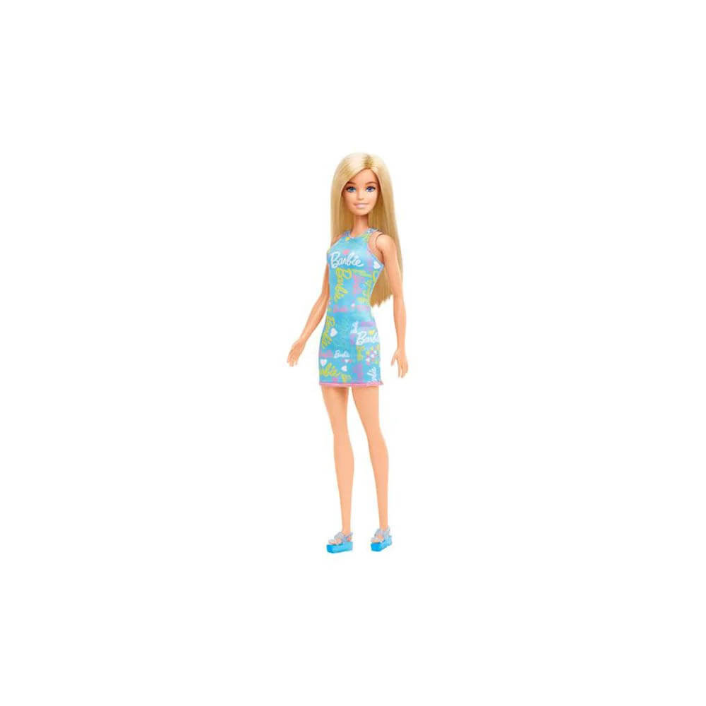 Barbie Doll Wearing Pink Barbie Print Dress