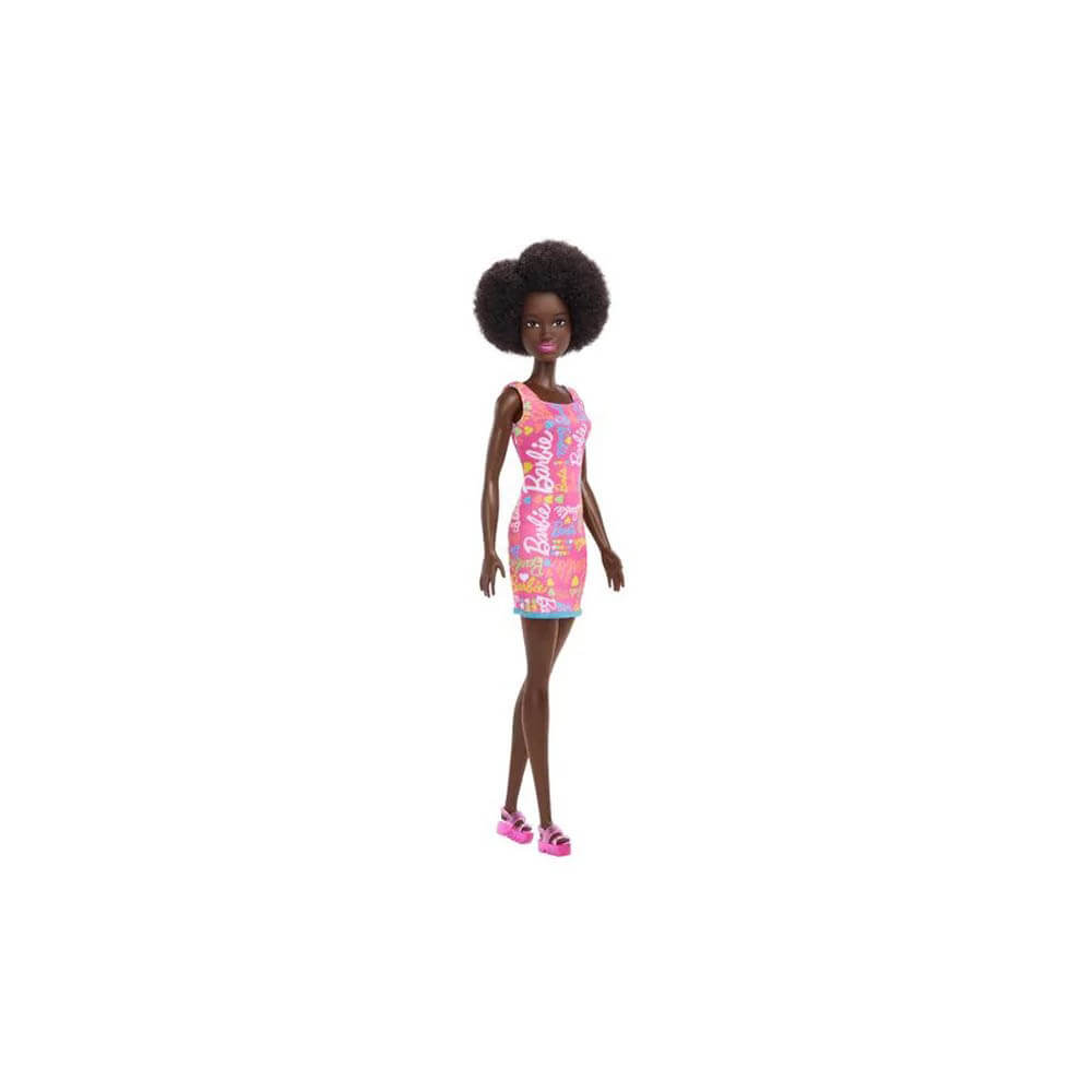 Barbie Doll Wearing Purple Barbie Print Dress