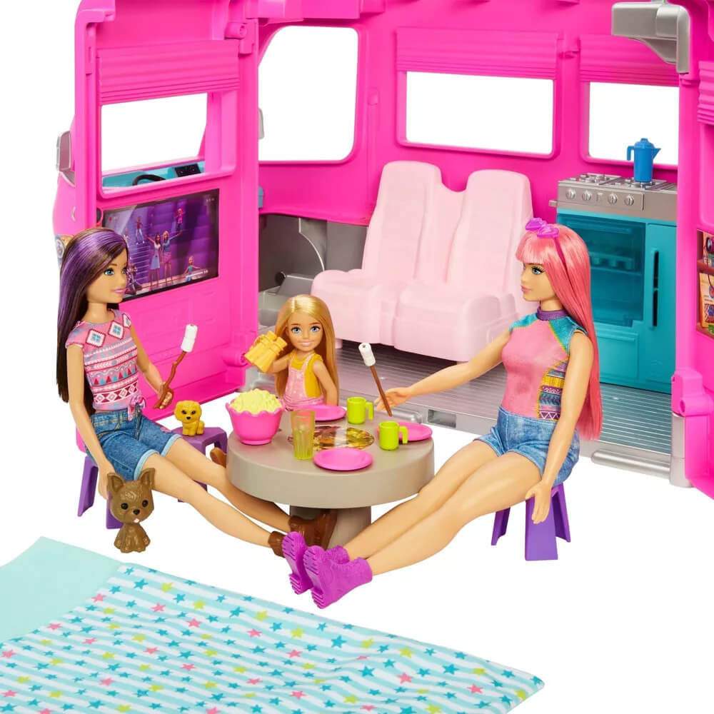 Camping at the Barbie Dream Camper Vehicle Playset