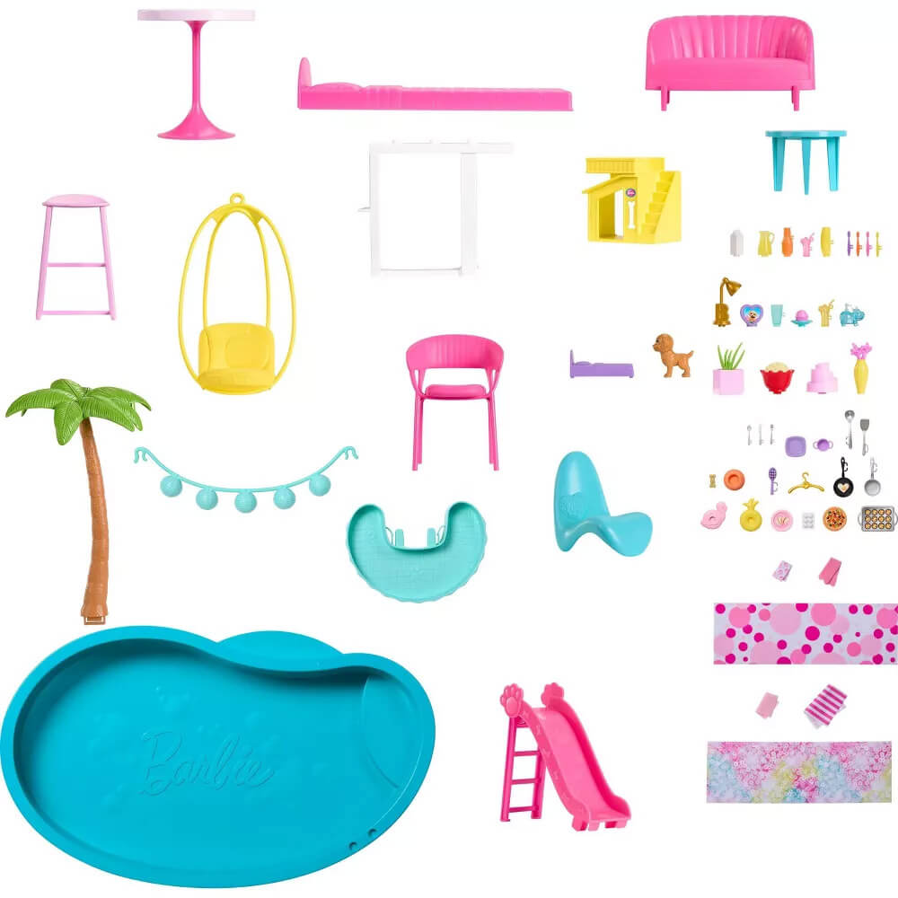 Accecories with the Barbie Dreamhouse with Pool and Slide Playset