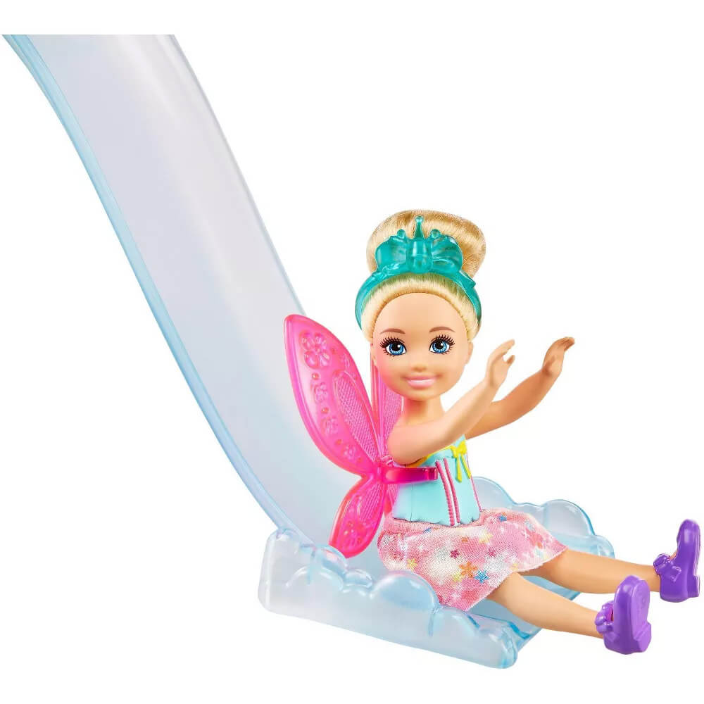 Doll on slide from the Barbie Dreamtopia Doll and Treehouse Playset
