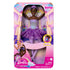 Barbie Dreamtopia Twinkle Lights Ballerina doll in packaging, wearing a sparkling purple tutu, tiara, and ballet shoes, with light-up bodice feature shown.