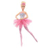 Barbie Dreamtopia Twinkle Lights Ballerina doll posed with arms rounded in front, wearing silver glitter bodice, pink layered tutu, pink tights, and pointe shoes on white backdrop.