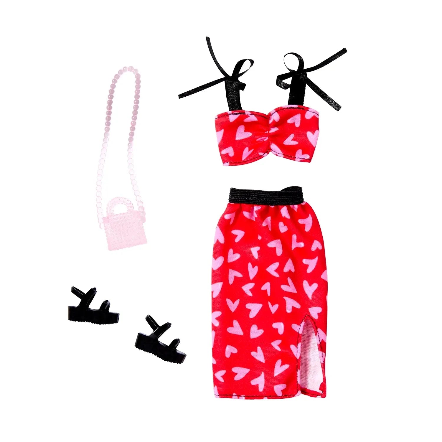 Barbie Fashion Clothes Red Heart Dress Outfit and Accessories