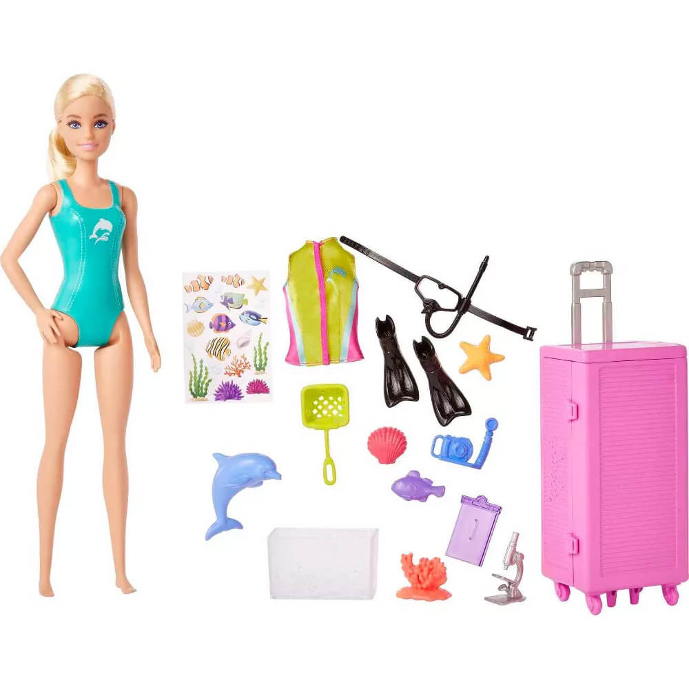 Barbie Marine Biologist Doll and Playset what's included